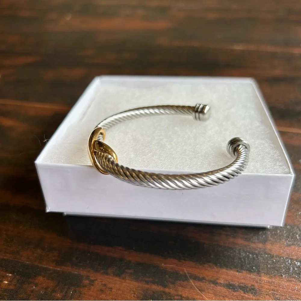 Elegant Silver and Gold Twist Bracelet NWOT